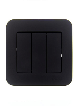 Выключатель 3-кл. 1п СП ASTI 10А IP20 в сборе черн. бархат LEZARD 7081-4242-109