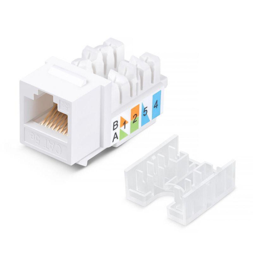 Модуль Keystone Jack RJ-45(8P8C) UTP неэкранир. кат.5e тип 90град. бел. PRO Rexant 02-0064