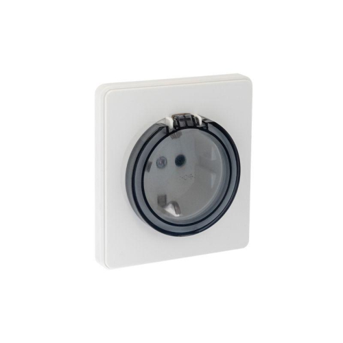 Розетка 1-м СП ROUND MIELE 16А с заземл. защ. шторки и крышкой перламутр Kranz KR-78-0702-1