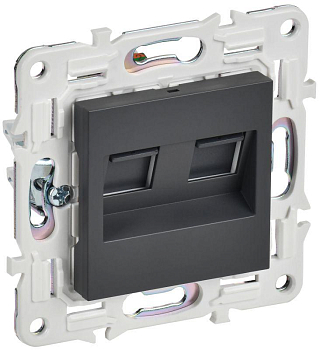 Розетка компьютерная двойная RJ45 кат.6 SKANDY SK-K04T титан IEK SK-K20-2-K48