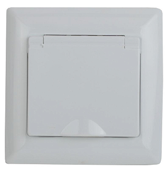 Розетка 1-м СП Solo 16А 250В IP44 2P+E Schuko защ. шторки с крышкой бел. Intro Б0043361