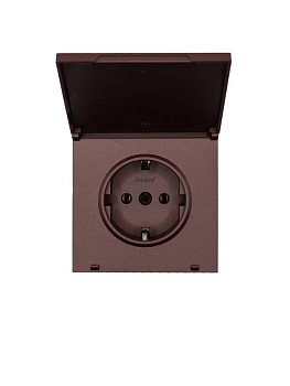 Розетка 1-мест. с/з с крышкой ПБТ СП ZIMA IP20 16А безвинт. зажим шоколад LEZARD 704-7388-123BQC