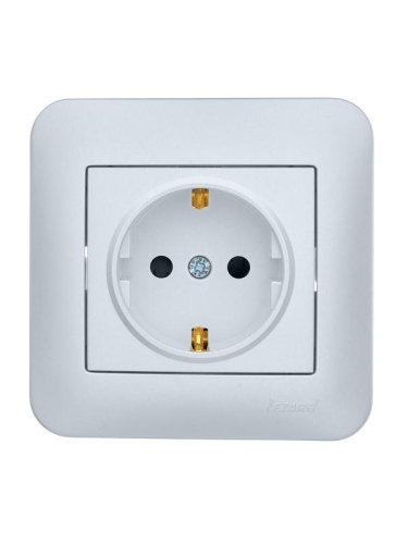 Розетка 1-м СП ASTI 16А IP20 с заземл. защ. шторки термопласт в сборе жемчуж./бел. перламутр. LEZARD 7081-3030-124B