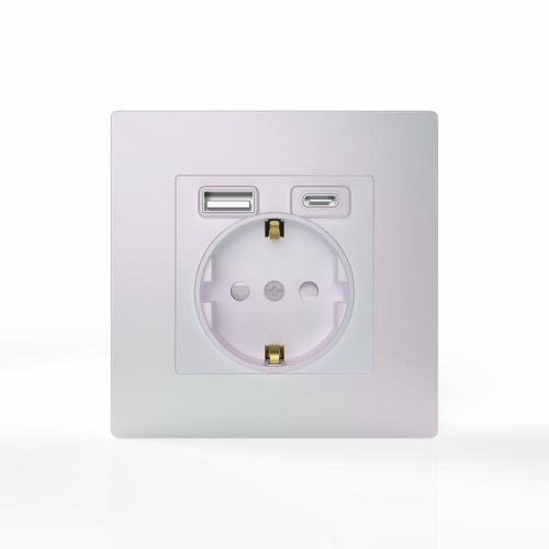 Розетка 1-м СП Pixel с заземл. с 2-мя заряд. устр. USB тип A+C IP20 механизм перламутр. TOKOV ELECTRIC TKE-PX-R1U2AC-C04