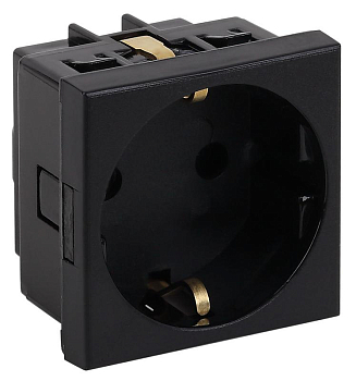 Розетка модульная с заземл. и шторками 45х45мм черн. Ruvinil АДЛ 13-900-Ч