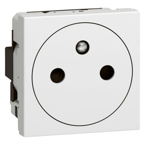 Розетка 1-м СП 2мод. Mosaic 16А IP41 антибактер. 2P+E с заземл. безвинтов. клеммы механизм бел. Leg 077132