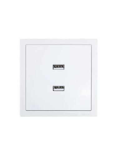 Розетка 2-м СП ZIMA IP20 USB механизм бел. LEZARD 704-0288-192