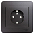 Розетка 1-м СП Glossa 16А IP20 250В с заземл. защ. шторки в сборе графит SE GSL001344