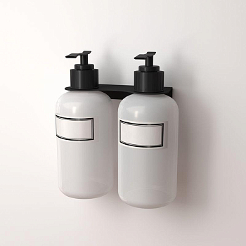 Держатель дозатора для жидкого мыла и шампуней на 2 флакона настенный черн. Rexant 38-0699