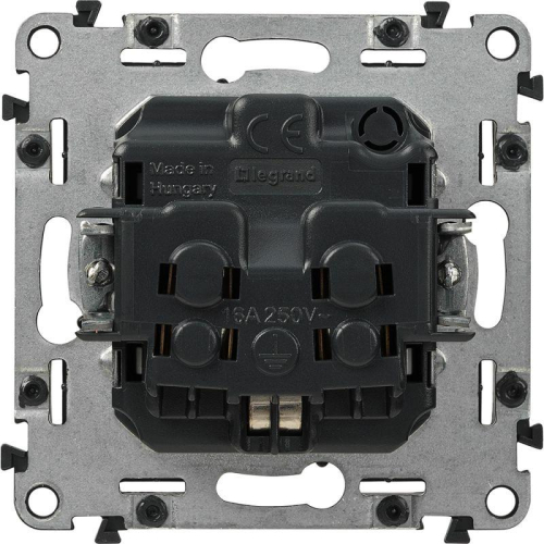 Розетка 1-м СП Valena Allure 16А IP20 250В 2P+E винтов. клеммы с лицев. панелью механизм антрацит Leg 753934