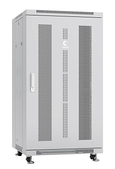Шкаф монтажный телекоммуникационный напольн. ND-05C-22U60/60 19дюйм 22U 600х600х1166мм для распределит. и серверн. оборудования; передняя и задняя перфорир. двери ручка с замком RAL7035 сер. Cabeus 7657c