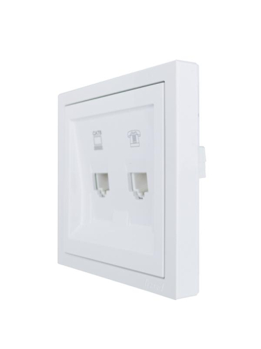 Розетка компьютер+телефон с модулем Cat 6 СП ZIMA бел. LEZARD 704-0288-144