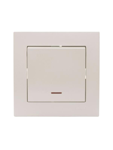 Выключатель 1-кл. СП Vesna с индикацией механизм жемчуж./бел. перламутр. LEZARD 742-3088-111