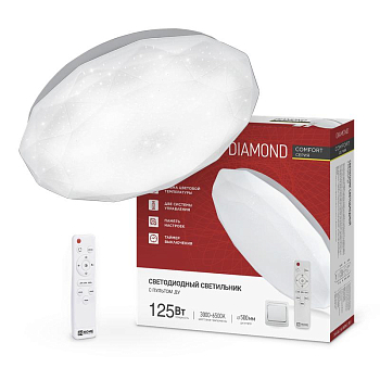 Светильник светодиодный COMFORT DIAMOND 125Вт 3000-6500К 10000лм 230В 500х105мм с пультом ДУ IN HOME 4690612059488