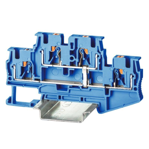 Клемма двухуровневая зажим push-in 4 точки подключения с перемычкой между уровнями 4кв.мм син. DKC VPRTT-4-PV-BU