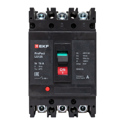 Выключатель автоматический 3п 16А 18кА LS125 ProPact EKF mccb-125-18-3-16-ls