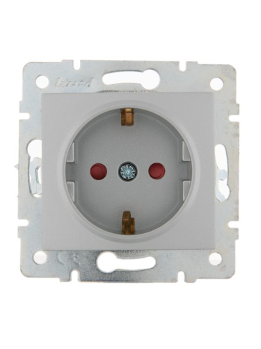 Розетка 1-м СП Karina с заземл. защ. шторки керамика механизм матов. серебр. LEZARD 707-4388-124