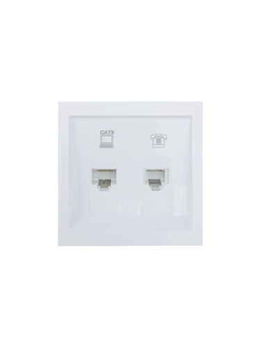 Розетка компьютер+телефон с модулем Cat 6 СП ZIMA бел. LEZARD 704-0288-144
