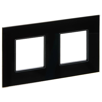 Рамка 2-м SKANDY SK-F22Bl стекло черн. IEK SK-M22-G-K02