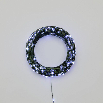 Гирлянда светодиодная "Роса" 50м 500LED бел. IP20 230В с контроллером провод зел. Neon-Night 303-285