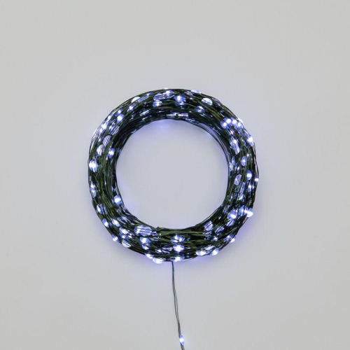 Гирлянда светодиодная "Роса" 50м 500LED бел. IP20 230В с контроллером провод зел. Neon-Night 303-285