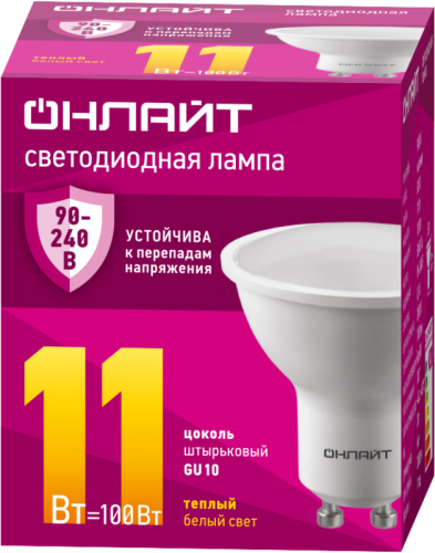 Лампа светодиодная 90 546 OLL-PAR16-11-230-3К-GU10 11Вт 3000К GU10 90-240В PRO ОНЛАЙТ 90546