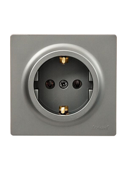 Розетка 1-м ОП LETO с заземл. ПБТ платина LEZARD 752-3500-122B