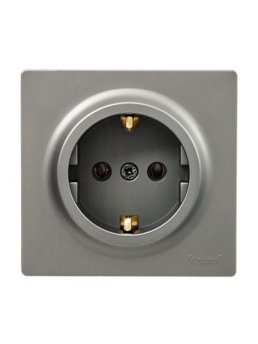 Розетка 1-м ОП LETO с заземл. ПБТ платина LEZARD 752-3500-122B