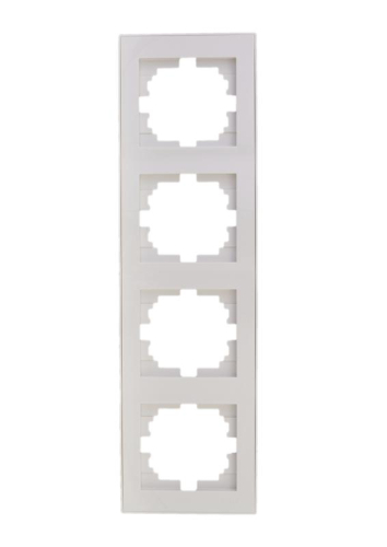 Рамка 4-м Rain вертикал. без вставки бел. LEZARD 703-0202-154