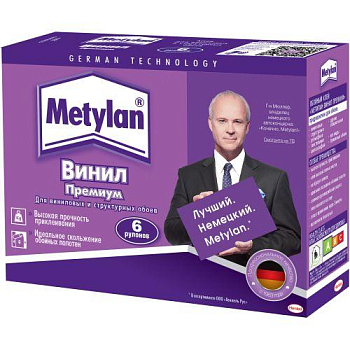 Клей обойный Метилан Винил Премиум без индикатора 200г (горизонтальный формат) Момент Б0023080