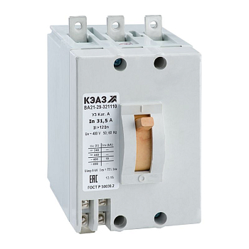 Выключатель автоматический 3п 16А 10кА ВА21-29-341810-16А-12Iн-400AC-НР220AC/DC-IP54-У2 КЭАЗ 308506