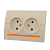Розетка 2-м СП Deriy 16А IP20 без заземл. бакелит крем. LEZARD 702-0303-128B