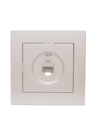 Розетка компьютерная 1-м СП Vesna механизм жемчуж./бел. перламутр LEZARD 742-3088-140