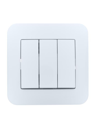 Выключатель 3-кл. 1п СП ASTI 10А IP20 в сборе бел. LEZARD 7081-0202-109