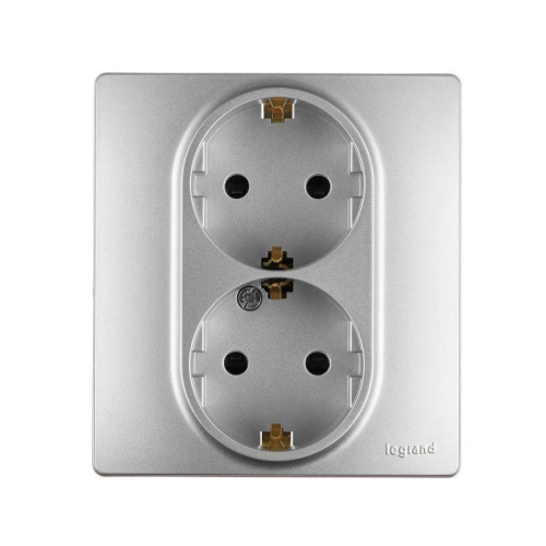 Розетка 2-м СП Inspiria 16А 250В с заземл. защ. шторки безвинтов. зажимы алюм. IEK 673757