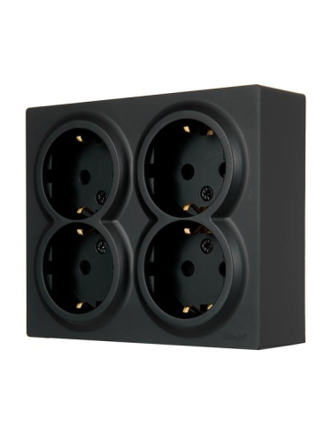 Розетка 4-м ОП LETO с заземл. закрытый корпус ПБТ черн. бархат LEZARD 752-4200-127BDP