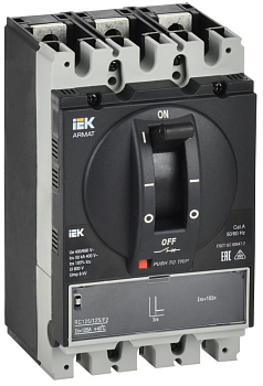 Выключатель автоматический в литом корпусе 3п A 50кА 125А расцепитель электромагн. регулируемый ARMAT IEK AR-MCCB-3A-050-0125A-MTUC