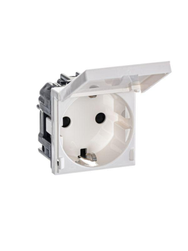 Механизм розетки 1-м СП 2мод. Zenit 16А IP21 250В с заземл. Schuko защ. шторки с крышкой альп. бел. ABB 2CLA228810N1101