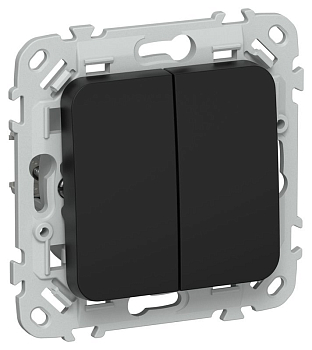 Выключатель проходной 2-кл. СП FLITE ВС62-1-0-ФлЧ 10А механизм черн. IEK FI-V22-0-10-1-K02