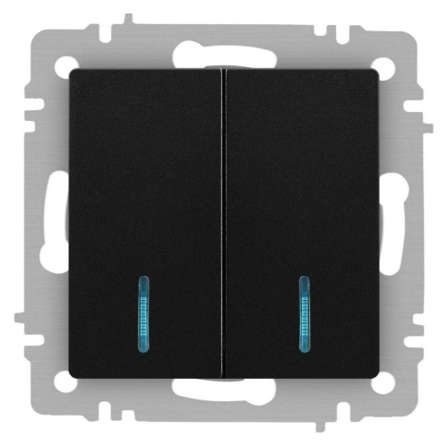 Выключатель Accent 6-105-05 двойн. с подсветкой 10А-250В IP20 СУ AL/CU антрацит Intro Б0063516