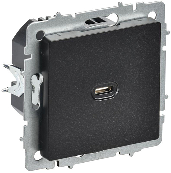 Розетка СП BRITE USB C 65Вт высокоскор. заряд. РЮ12-1-БрЧ черн. IEK BR-U13-065-K02