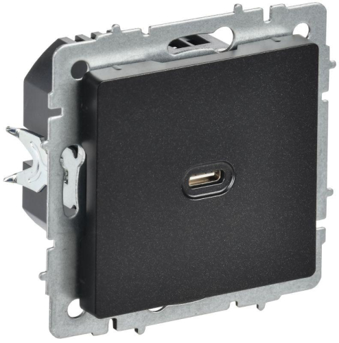 Розетка СП BRITE USB C 65Вт высокоскор. заряд. РЮ12-1-БрЧ черн. IEK BR-U13-065-K02