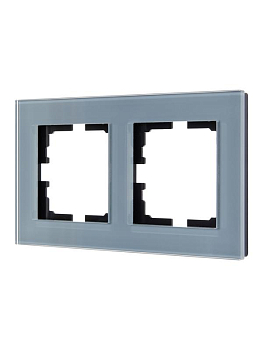 Рамка 2-местн. гориз. VESNA стекло серо-голуб. LEZARD 742-7080-147