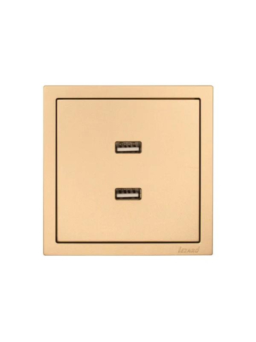 Розетка 2-м СП ZIMA IP20 USB механизм зол. LEZARD 704-3688-192