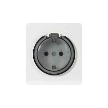 Розетка 1-м СП ROUND MIELE 16А с заземл. защ. шторки и крышкой перламутр Kranz KR-78-0702-1