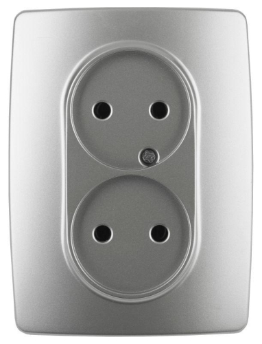 Розетка 2-м СП Эра12 12-2107-03 16А IP20 16AX 250В 2х2P алюм. Эра Б0031240