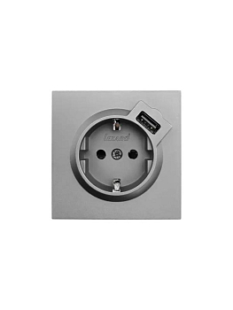 Розетка 1-м СП ZIMA IP20 + USB с заземл. механизм сер. матов. LEZARD 704-7488-181