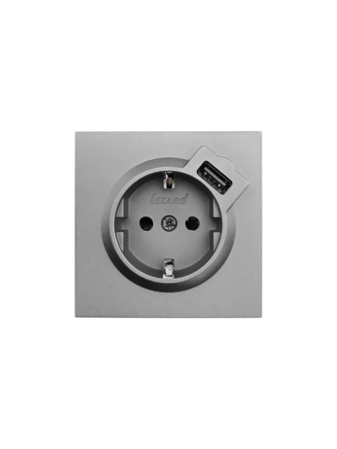 Розетка 1-м СП ZIMA IP20 + USB с заземл. механизм сер. матов. LEZARD 704-7488-181