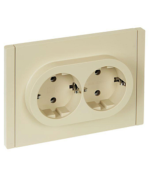 Розетка 2-м СП FORTE&PIANO FP424 16А с заземл. без защ. шторок безвинт. крепл. ваниль IEK FP-R21-16-1-K10