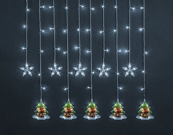 Гирлянда светодиодная "Бахрома" "Звезды и елки" 95 028 NGF-D037-05 3х0.6м CW IP20 Navigator 95028